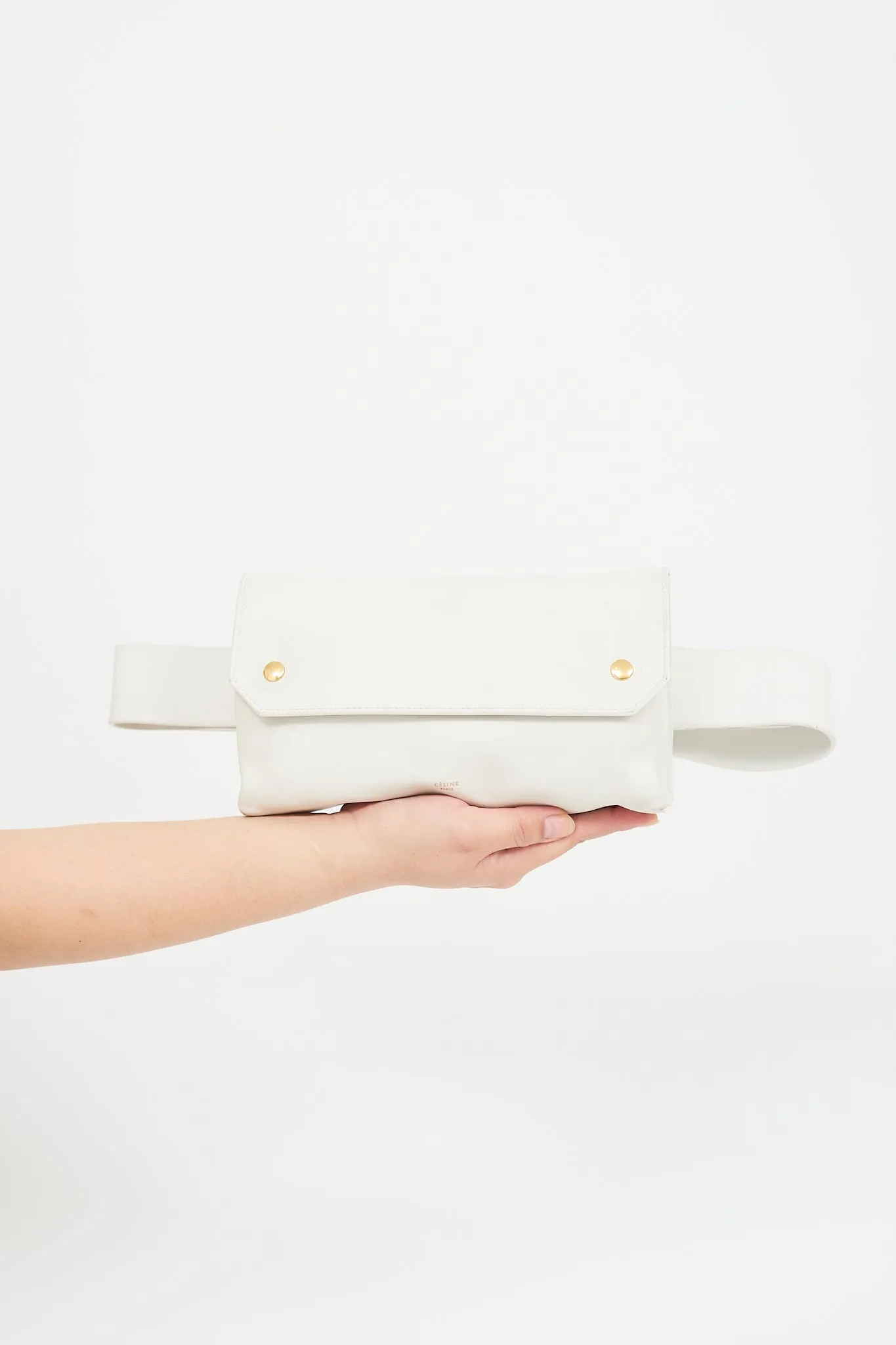 2014 White Leather Bum Bag