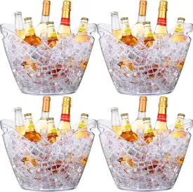 4 Pack 8L Ice Buckets Large Ice Beer Bucket Clear Acrylic Drink Cooler Plastic Ice Beverage Tub Champagne Bottles Ice Bucket Wine Chiller Bin Drink Buckets for Party Barbecue Picnic Home Bar