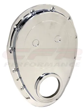 ALUMINUM TIMING CHAIN COVER CHEVY 283-350 SMALL BLOCK - CHROME