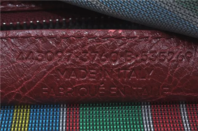 Auth BALENCIAGA Bazar Shopper M Tote Bag Mesh Leather 443097 Multicolor J6981