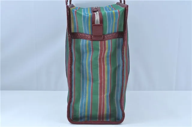 Auth BALENCIAGA Bazar Shopper M Tote Bag Mesh Leather 443097 Multicolor J6981