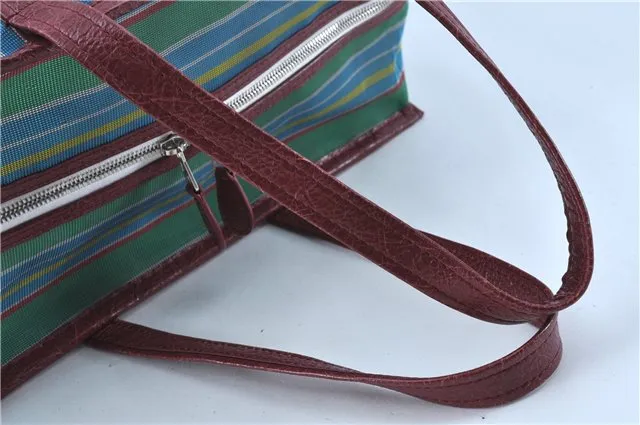 Auth BALENCIAGA Bazar Shopper M Tote Bag Mesh Leather 443097 Multicolor J6981