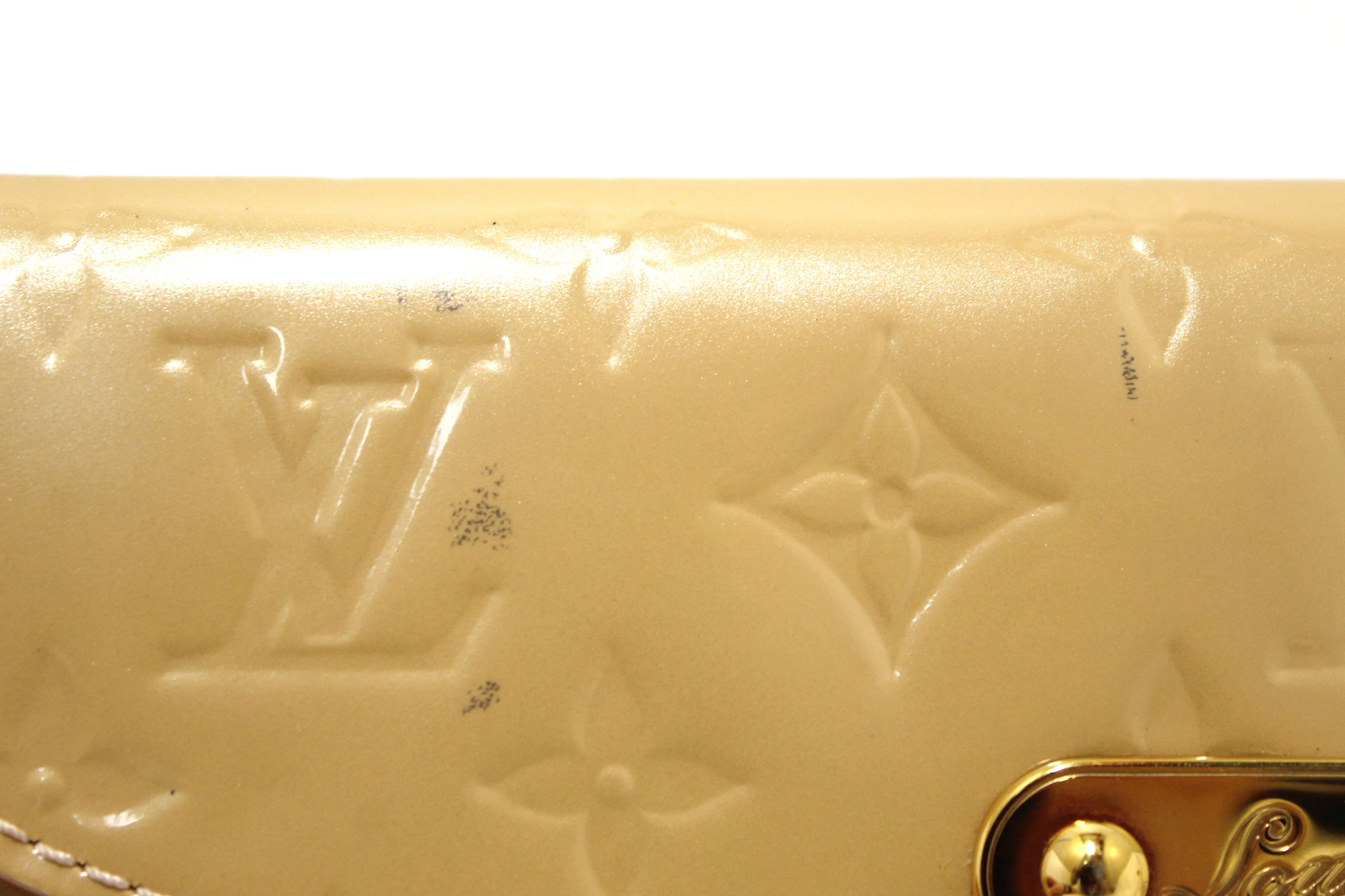 Authentic Louis Vuitton Vernis Monogram Beige Sunset Boulevard Clutch Shoulder Bag