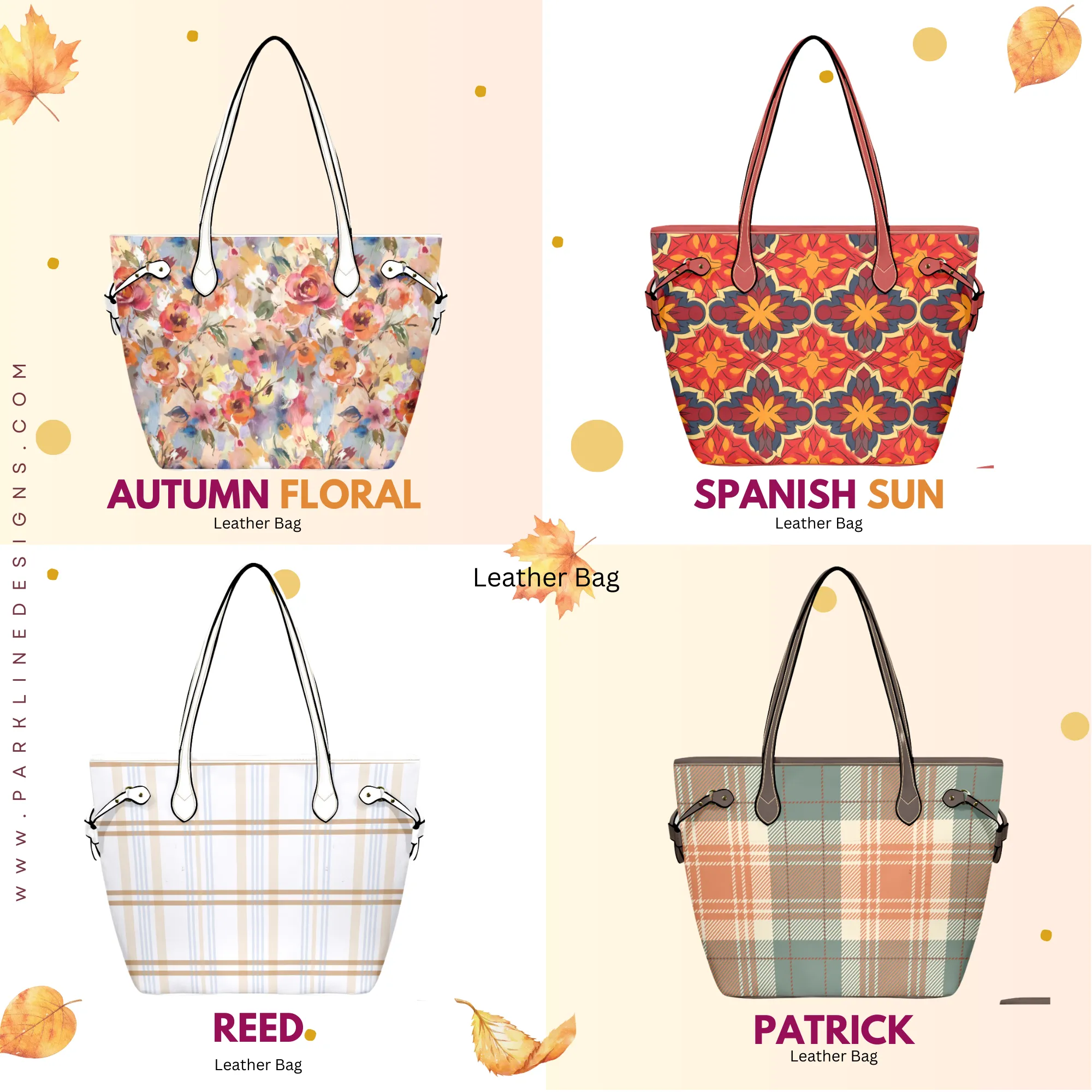 Autumn Floral Leather Bag | Watercolor Peonies Pattern | Perfect Gift for Her | Elegant & Durable Fashion Tote