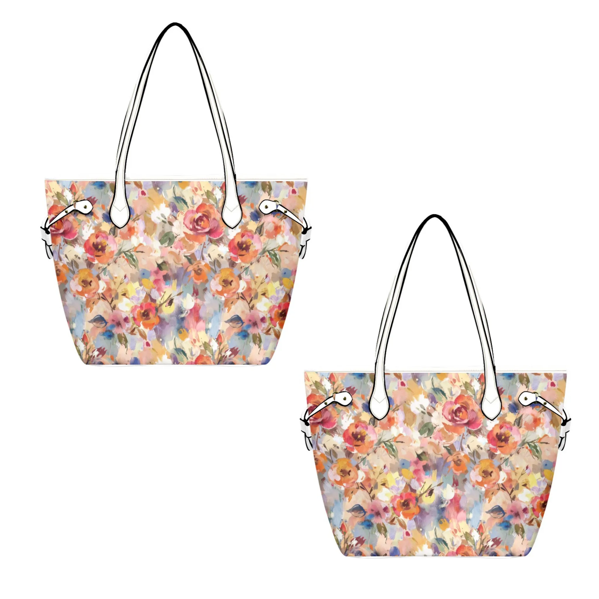 Autumn Floral Leather Bag | Watercolor Peonies Pattern | Perfect Gift for Her | Elegant & Durable Fashion Tote