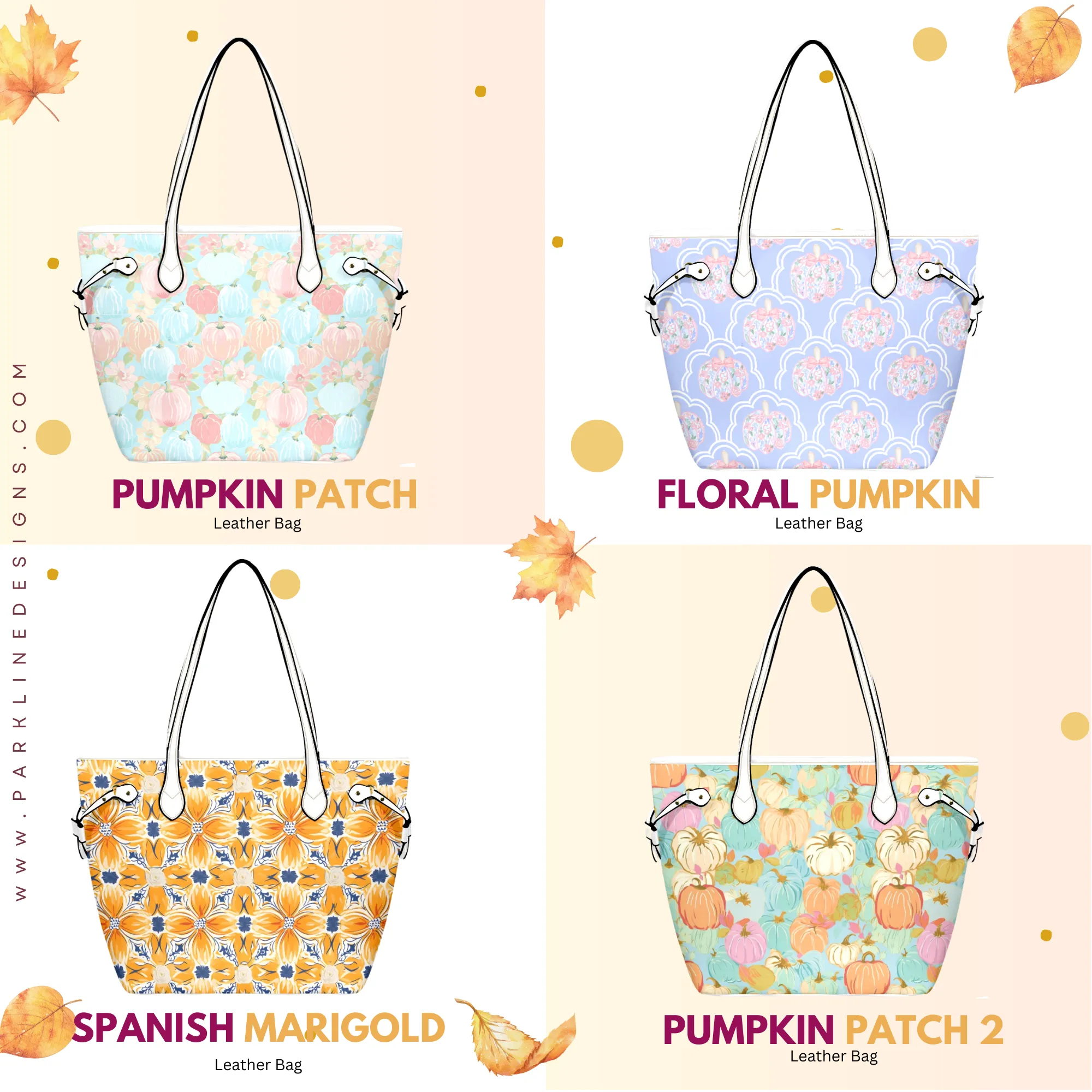 Autumn Floral Leather Bag | Watercolor Peonies Pattern | Perfect Gift for Her | Elegant & Durable Fashion Tote
