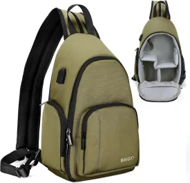 BAIGIO Camera Sling Bag Small Camera Backpack for Photographers,Water-resistant Camera Crossbody Bag Travel Caemra Backpack for DSLR SLR Mirrorless Camera