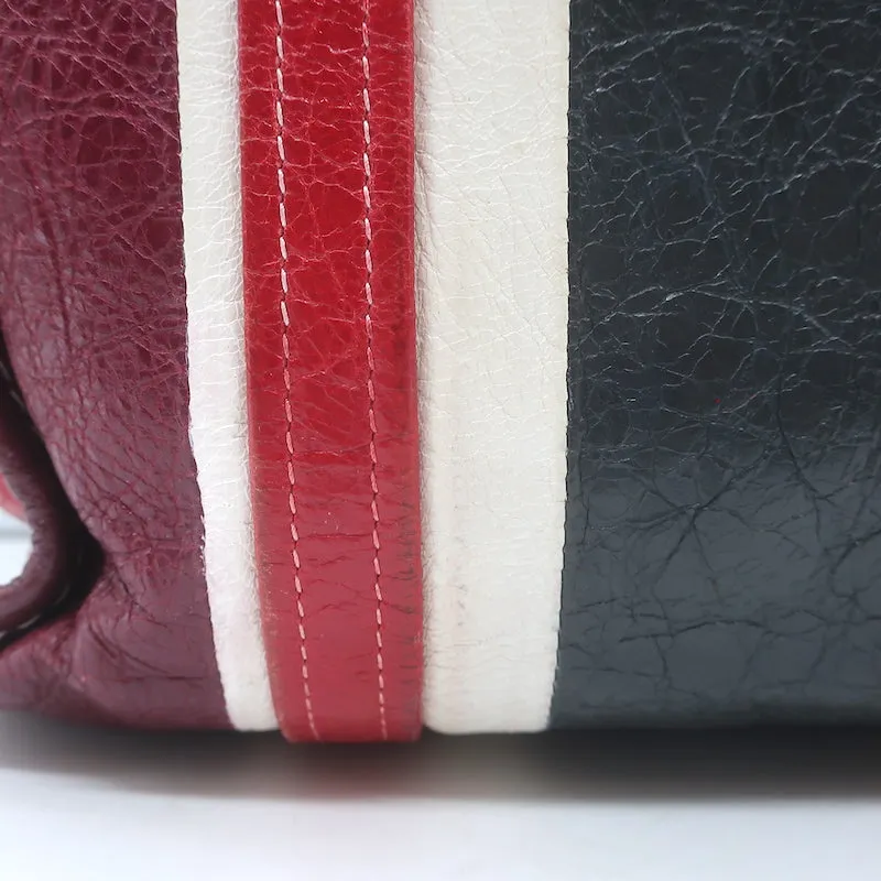 Balenciaga Bazar S Shopper Tote Red/Multi Striped Leather Crossbody Bag