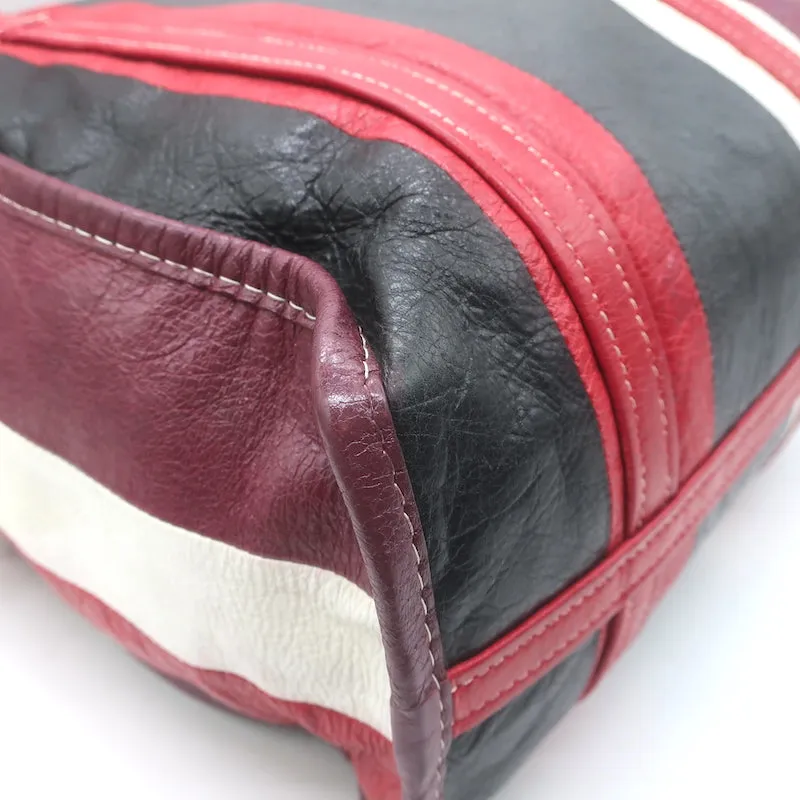 Balenciaga Bazar S Shopper Tote Red/Multi Striped Leather Crossbody Bag