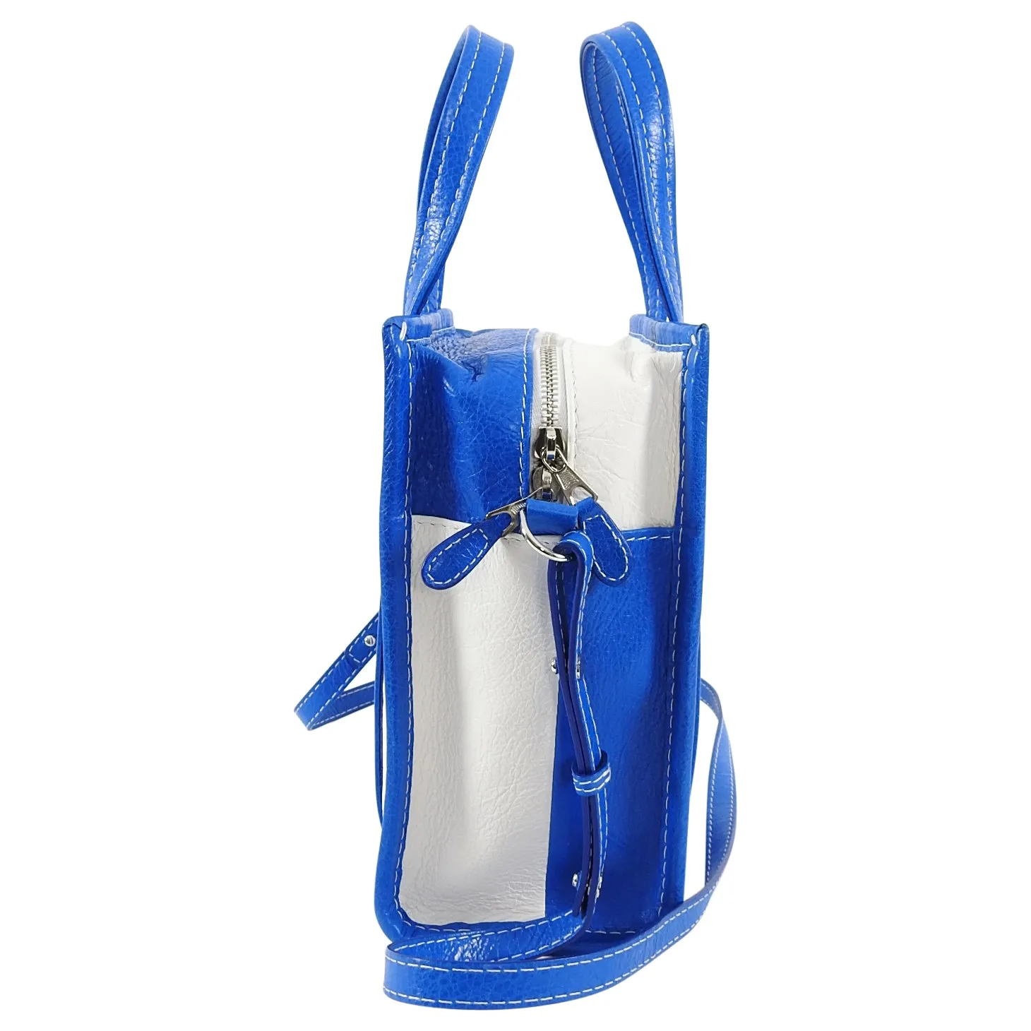 Balenciaga Bazar XS Blue and White Striped Tote Bag
