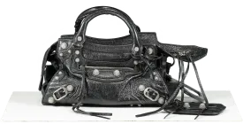 Balenciaga Crystal Embellished Neo Cagole Handbag Xs Black One Size