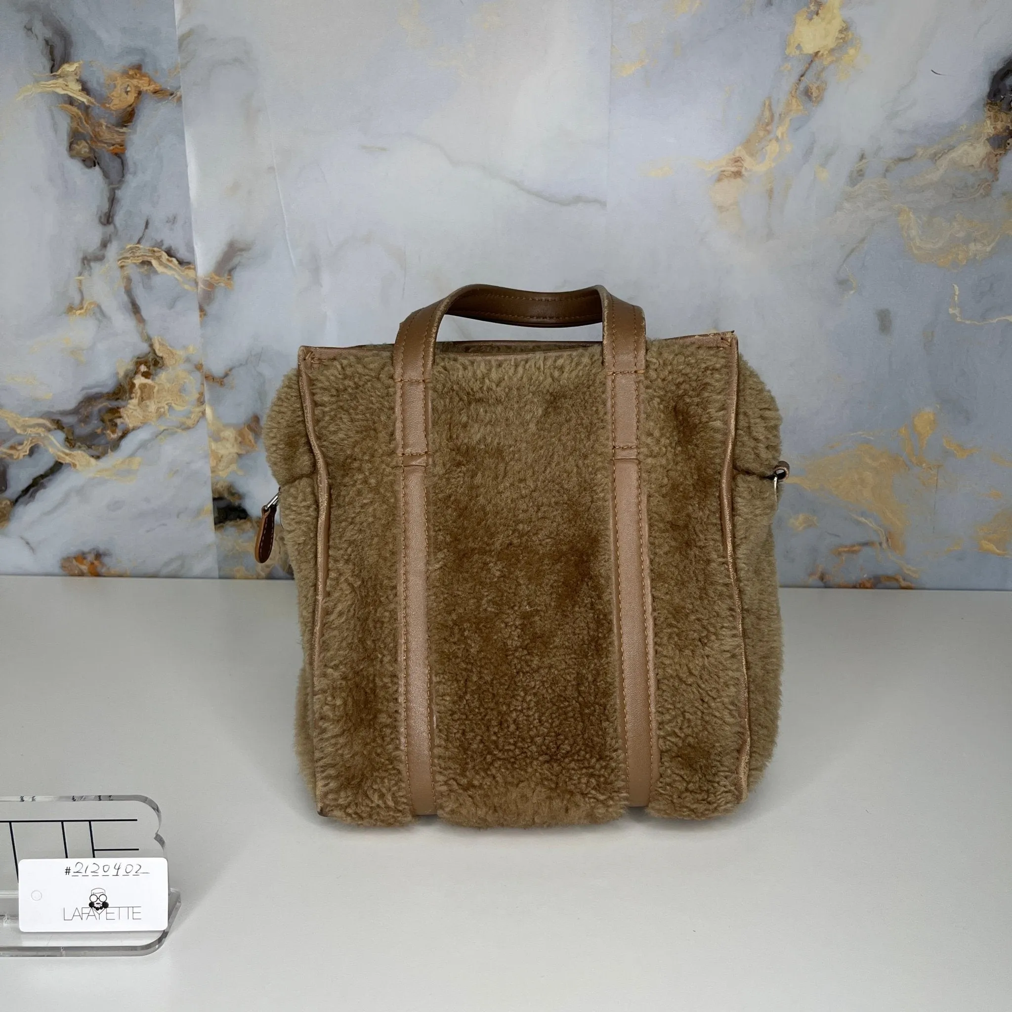 Balenciaga Shearing Fur Bazar Shopper Tote