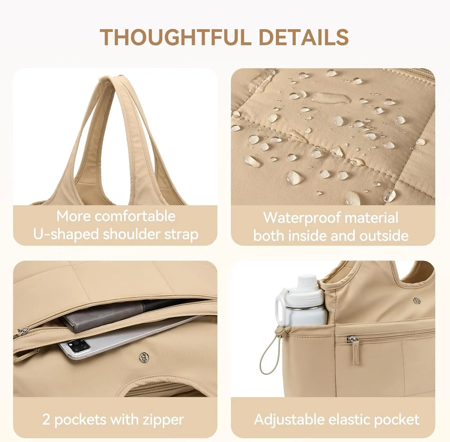 BOSTANTEN Puffer Tote Bag for Women Travel Tote Bag with Trolley Sleeve Lightweight Quilted Laptop Nurse Bag with Zipper