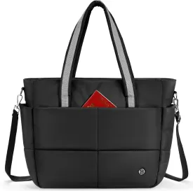 BOSTANTEN Puffer Tote Bag for Women Travel Tote Bag with Trolley Sleeve Lightweight Quilted Laptop Nurse Bag with Zipper