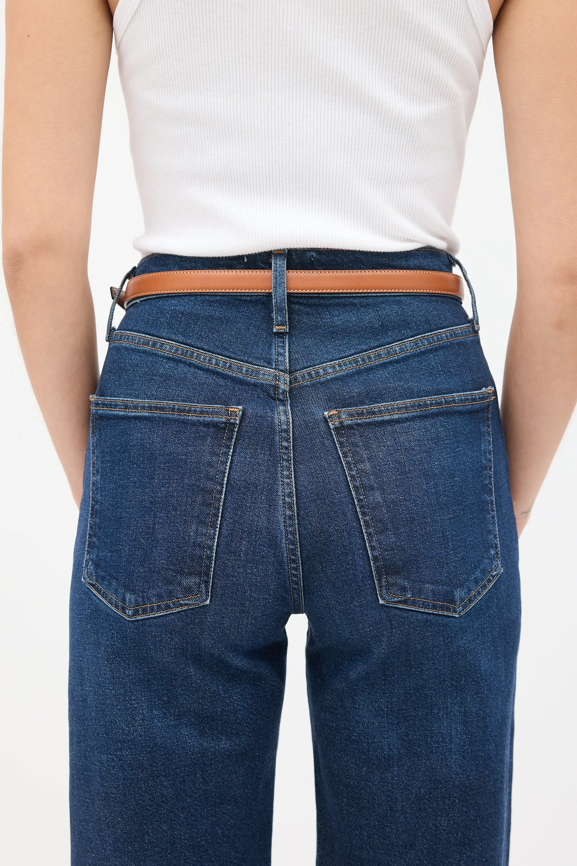 Brown Leather Triomphe Buckle Belt
