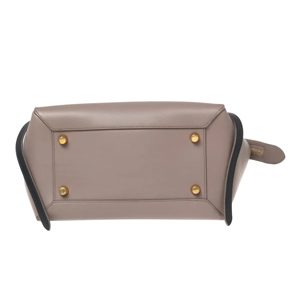 Celine Beige/Navy Blue Leather Mini Belt Top Handle Bag