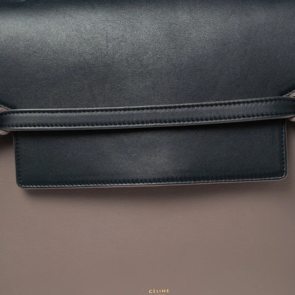 Celine Beige/Navy Blue Leather Mini Belt Top Handle Bag