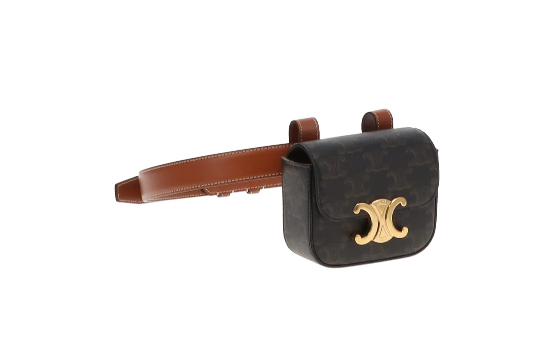 Celine Belt Bag Triomphe Belt In Triomphe Canvas & Calfskin Size 80cm Belt