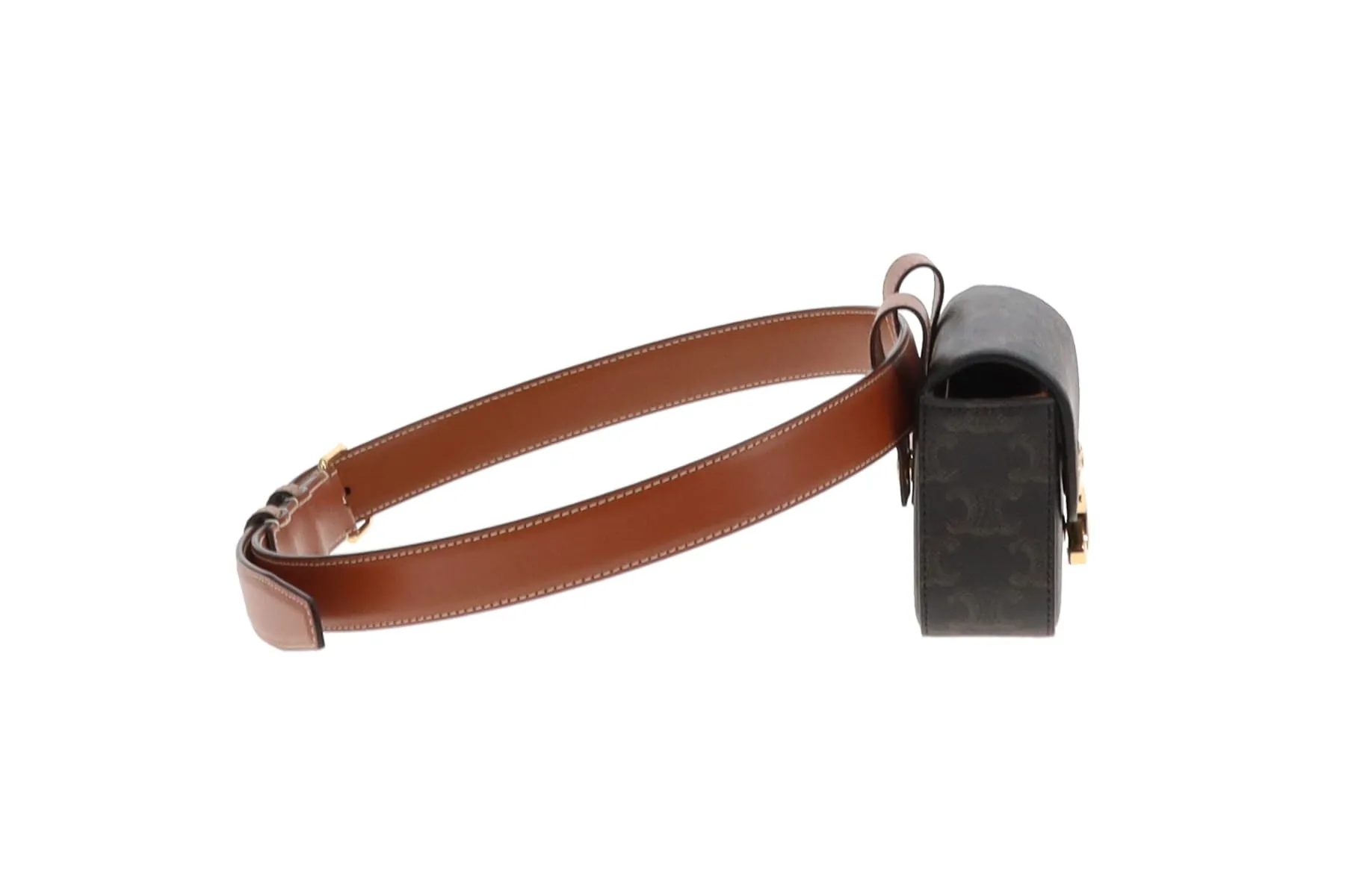 Celine Belt Bag Triomphe Belt In Triomphe Canvas & Calfskin Size 80cm Belt