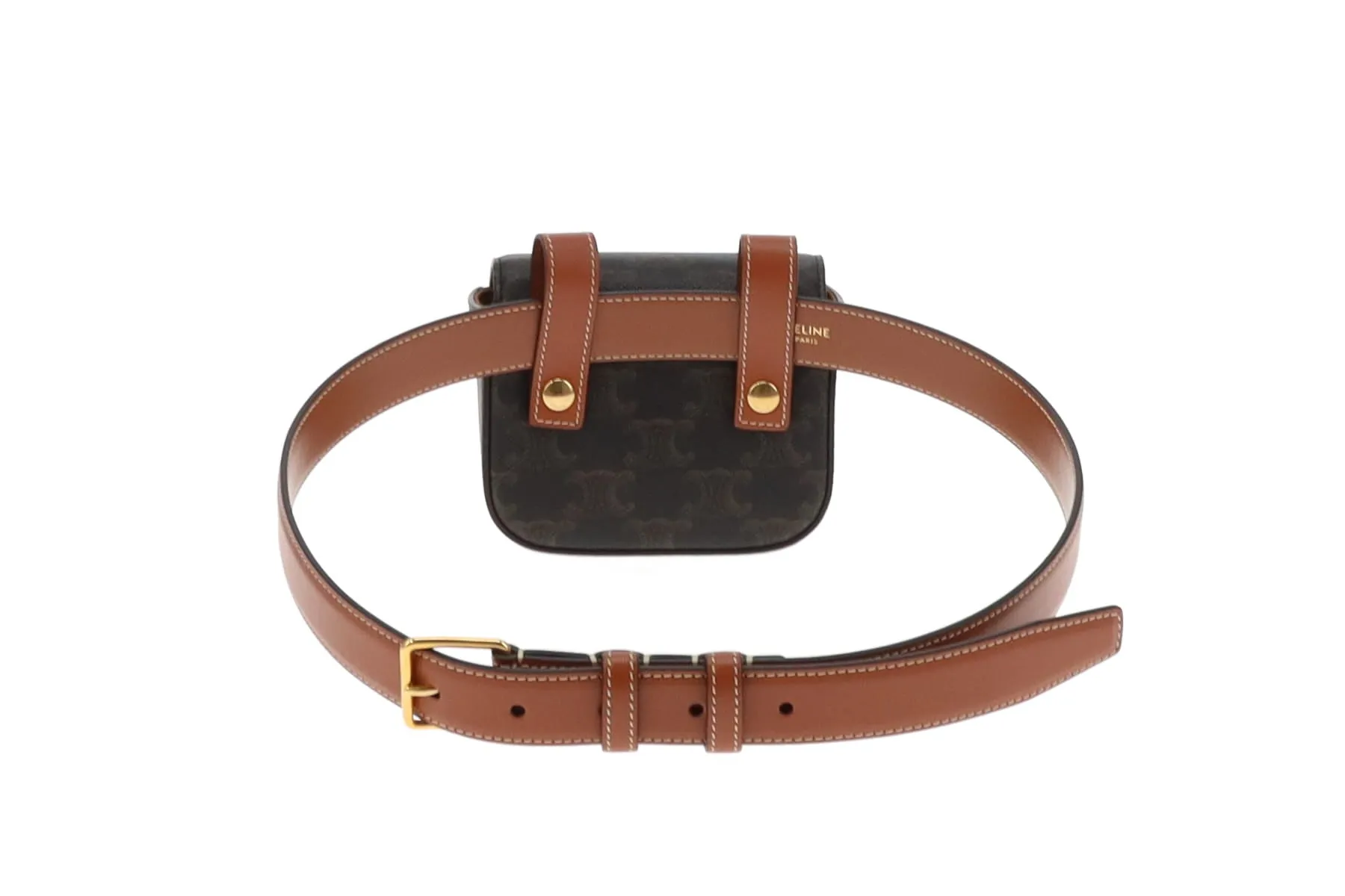 Celine Belt Bag Triomphe Belt In Triomphe Canvas & Calfskin Size 80cm Belt