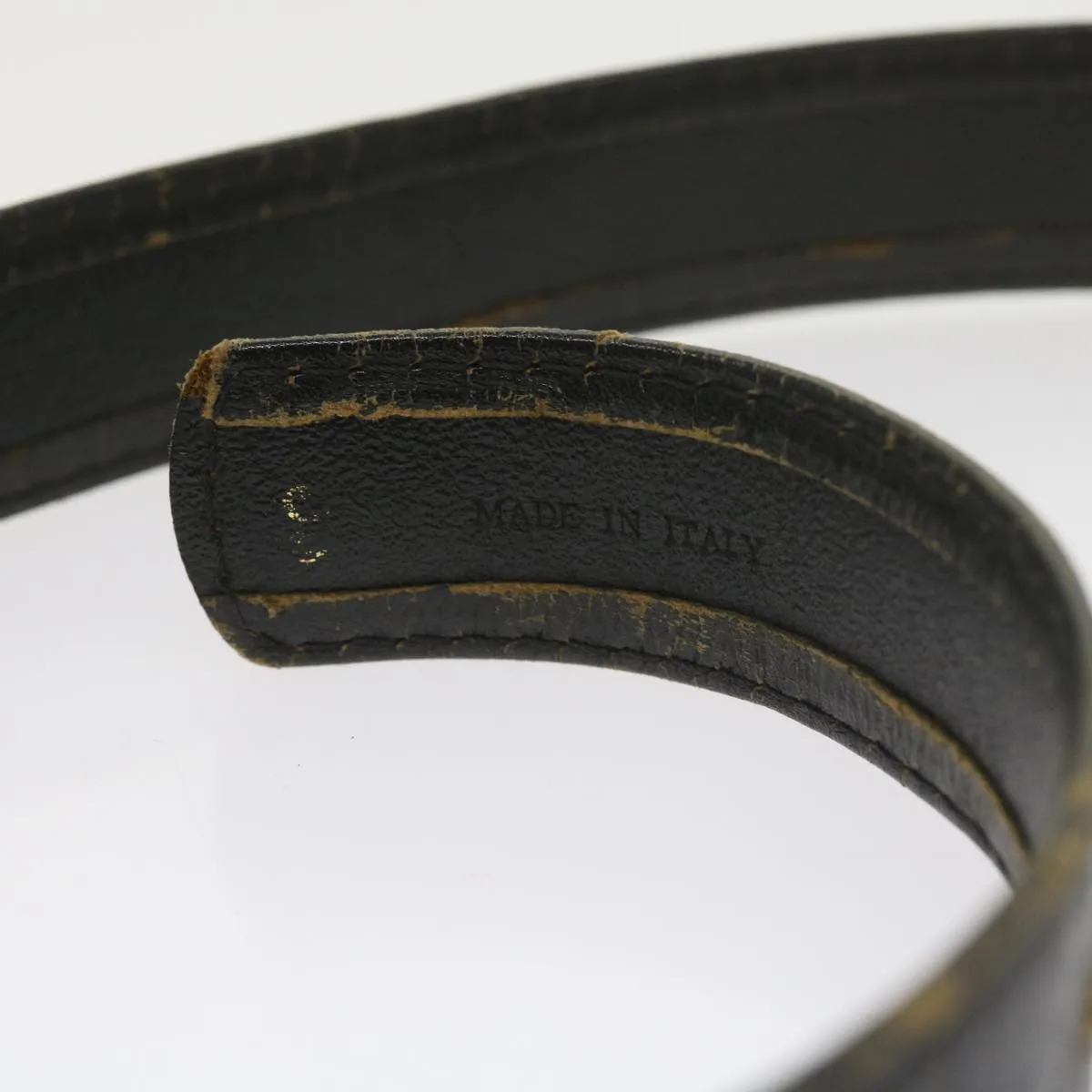CELINE Horse Carriage Belt Leather 2Set Black Auth bs9815