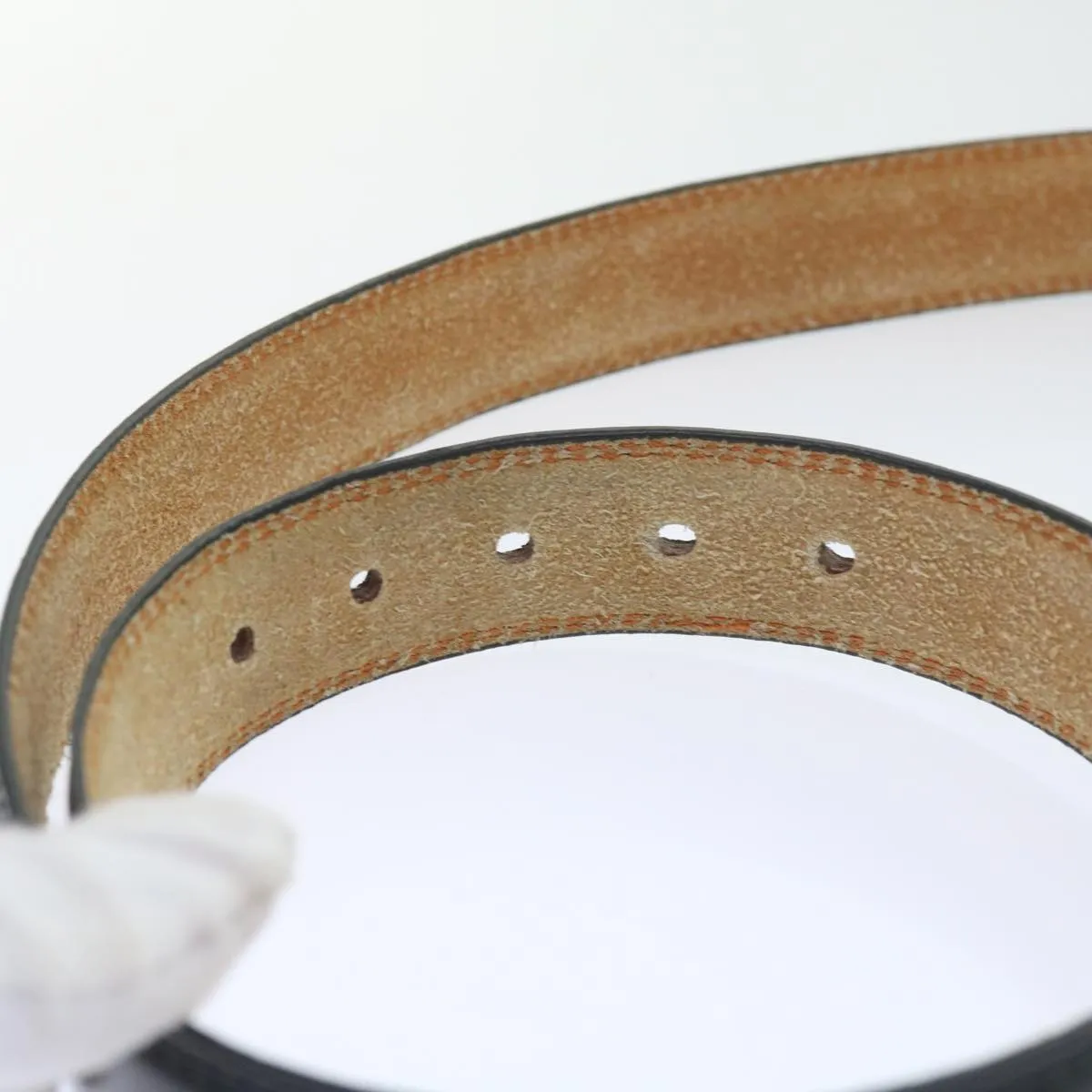 CELINE Horse Carriage Belt Leather 2Set Black Auth bs9815