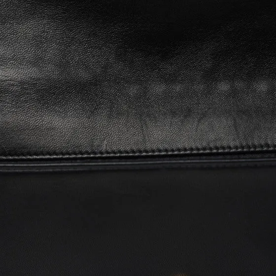 Chanel Vintage Black Lambskin Chain-Embellished Clutch Flap Bag