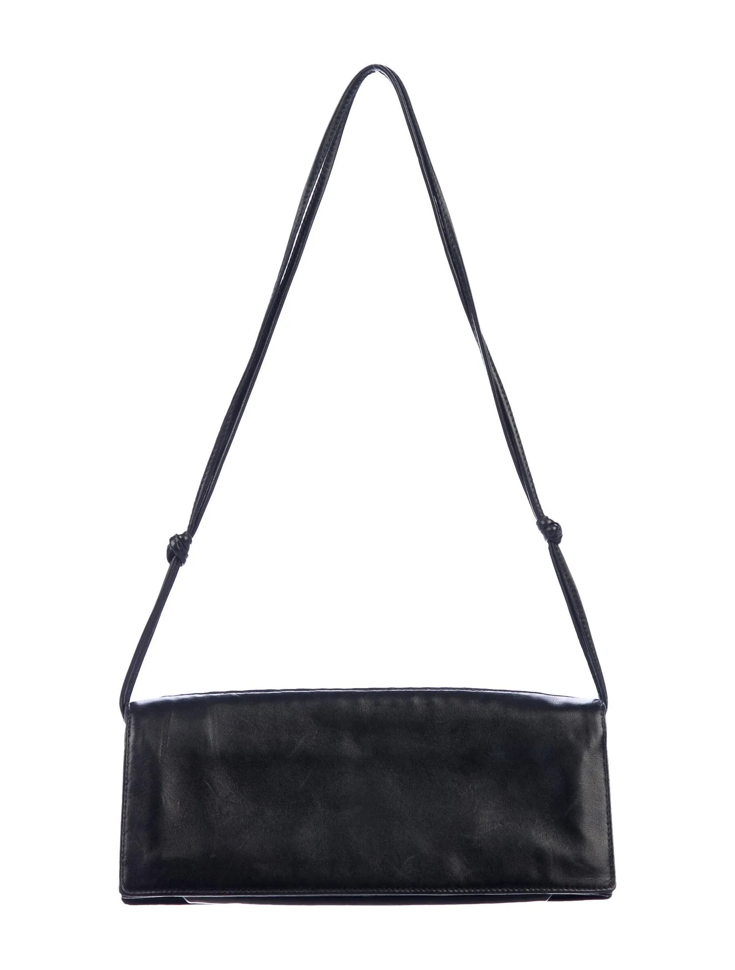 Chanel Vintage Black Lambskin Chain-Embellished Clutch Flap Bag