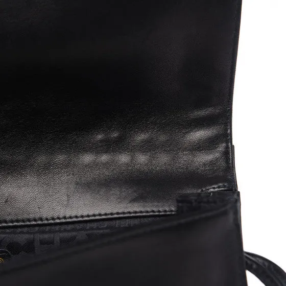 Chanel Vintage Black Lambskin Chain-Embellished Clutch Flap Bag