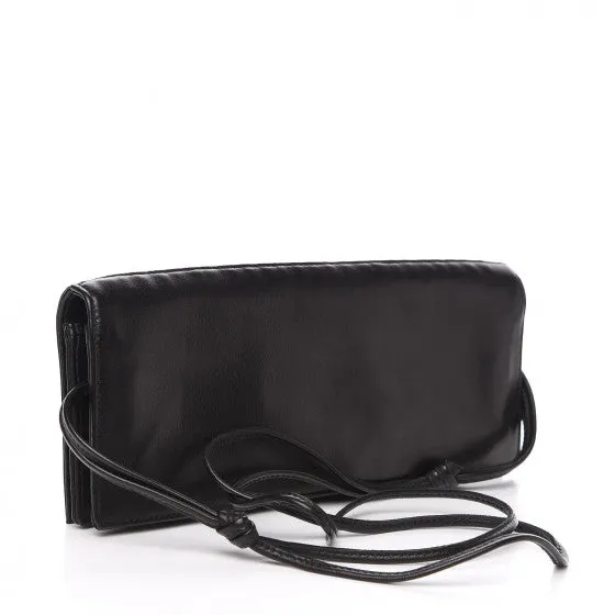 Chanel Vintage Black Lambskin Chain-Embellished Clutch Flap Bag