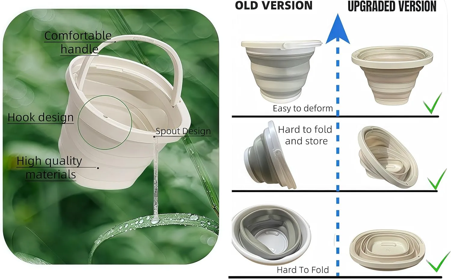 Collapsible Bucket 5L 1.3 Gallon Cleaning Mop Foldable Portable Small Plastic Water Bucket Space-Saving Design Suitable Household Cleaning Garden Camping Fishing Car Wash (Milky White)