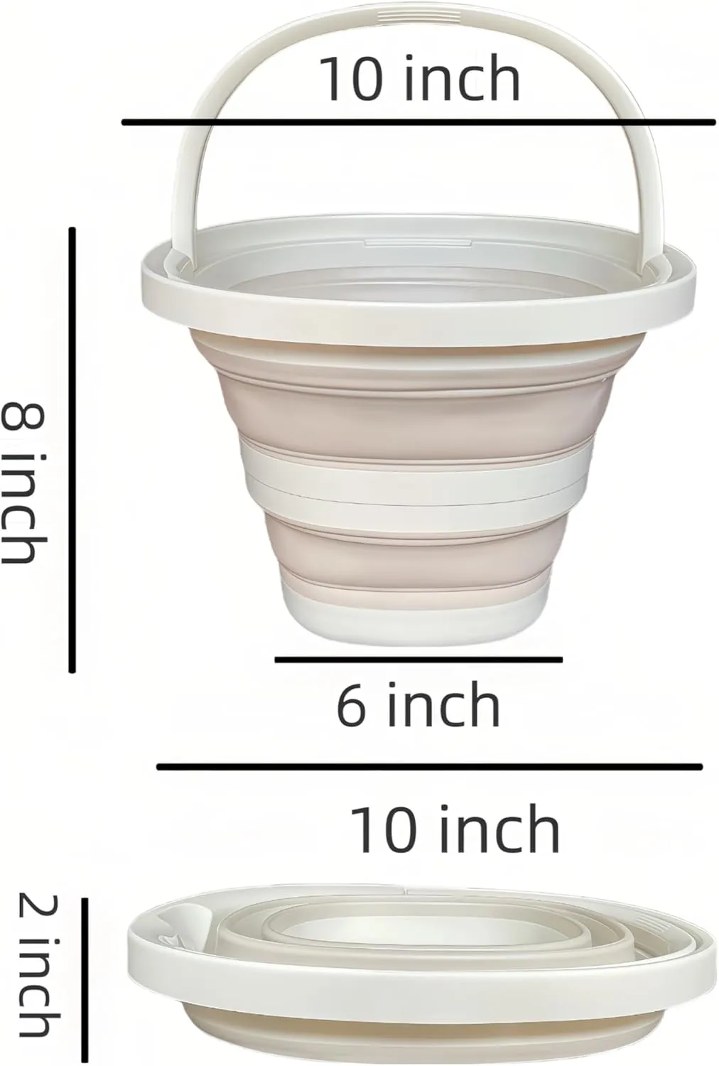Collapsible Bucket 5L 1.3 Gallon Cleaning Mop Foldable Portable Small Plastic Water Bucket Space-Saving Design Suitable Household Cleaning Garden Camping Fishing Car Wash (Milky White)
