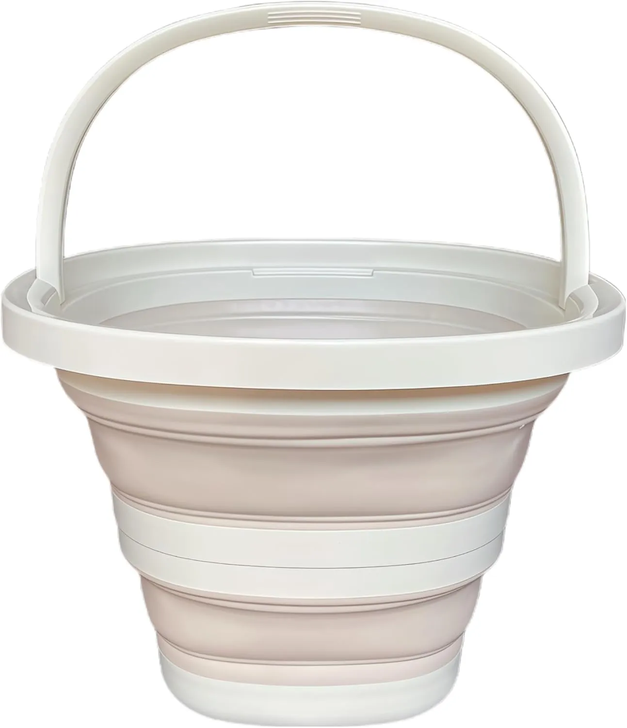 Collapsible Bucket 5L 1.3 Gallon Cleaning Mop Foldable Portable Small Plastic Water Bucket Space-Saving Design Suitable Household Cleaning Garden Camping Fishing Car Wash (Milky White)