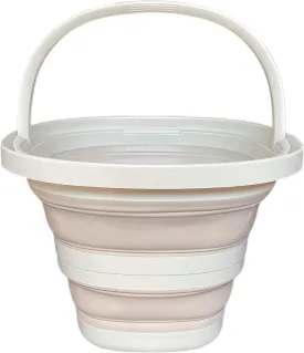 Collapsible Bucket 5L 1.3 Gallon Cleaning Mop Foldable Portable Small Plastic Water Bucket Space-Saving Design Suitable Household Cleaning Garden Camping Fishing Car Wash (Milky White)