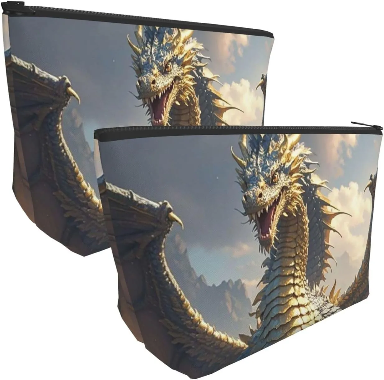 Cosmetic Bag Portable Makeup Bag Golden Dragon Toiletry Bag Large Capacity Zipper Pouch Waterproof Toiletry Pouch Makeup Organizer Case for Women Men