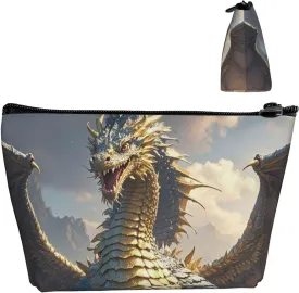 Cosmetic Bag Portable Makeup Bag Golden Dragon Toiletry Bag Large Capacity Zipper Pouch Waterproof Toiletry Pouch Makeup Organizer Case for Women Men