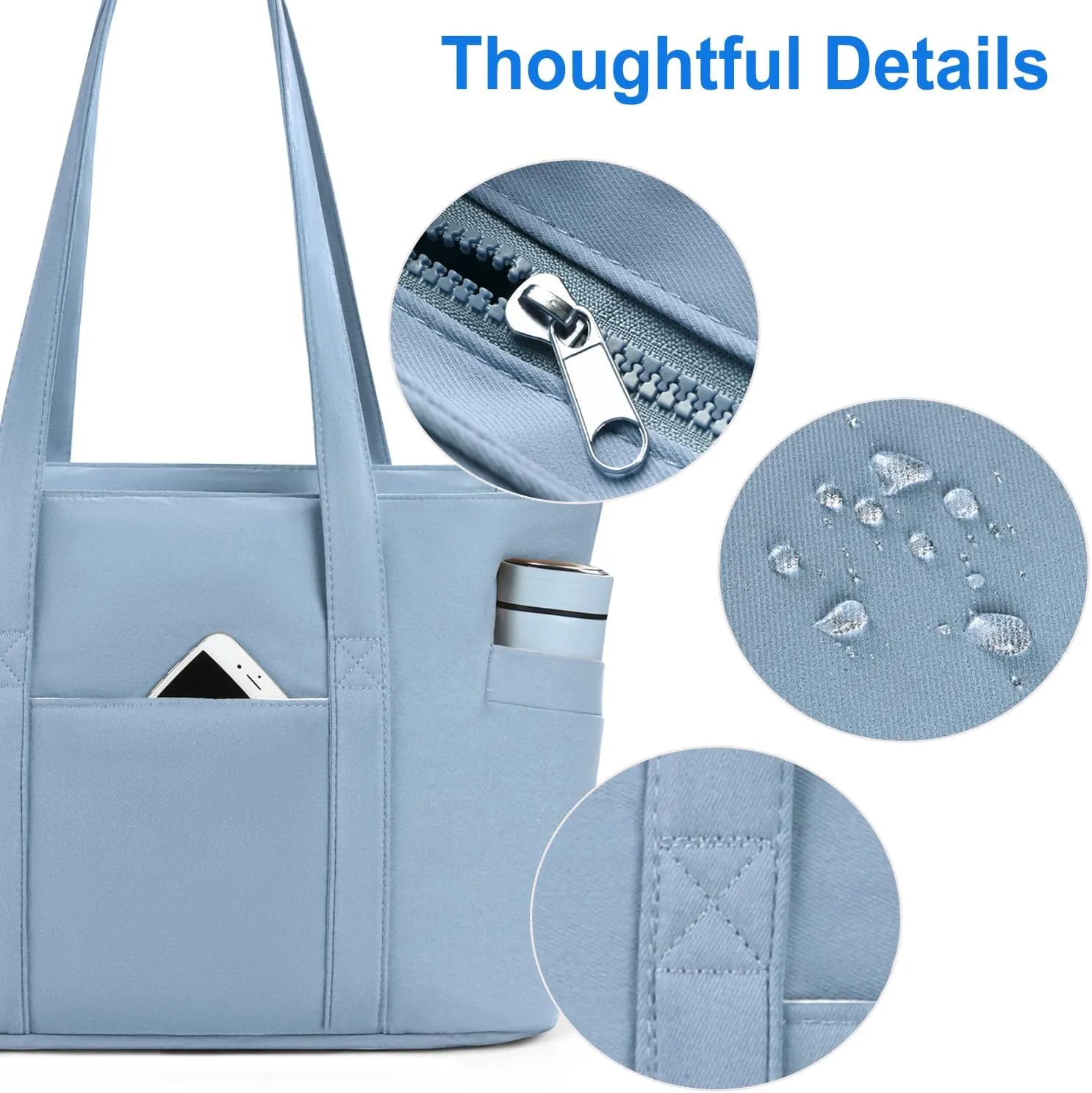 CTWWFS Tote Bag for Women, Travel Essentials Large Tote Bag with Zipper, Top Handle Handbag for Travel, Work