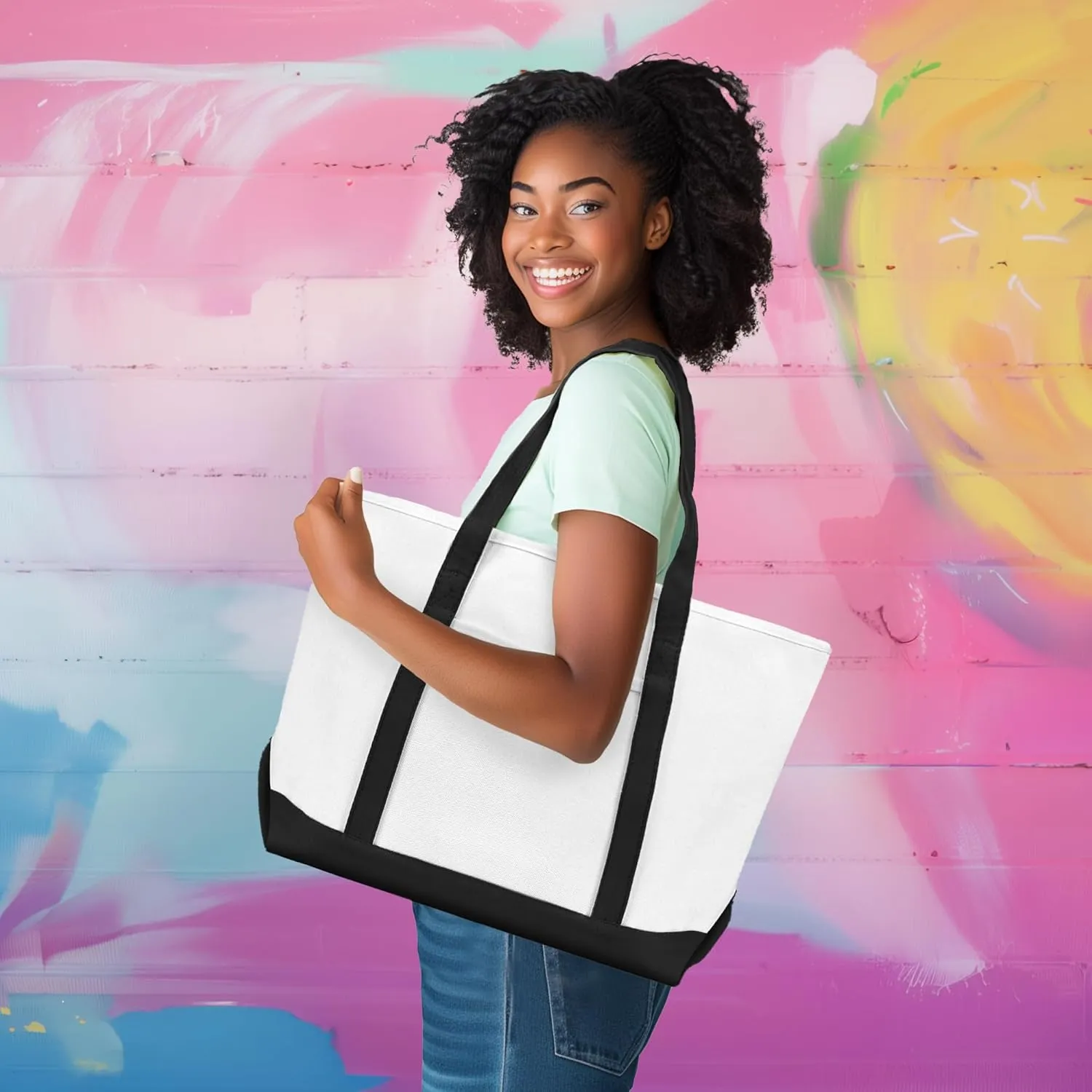 DALIX 23" Premium 24 oz. Cotton Canvas Shopping Tote Bag