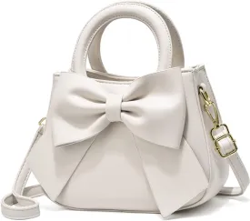 Designer Small Handbags for Women with Top Carry Handle and Cute Bow Knot,Leather Purses and Over-Shoulder Strap