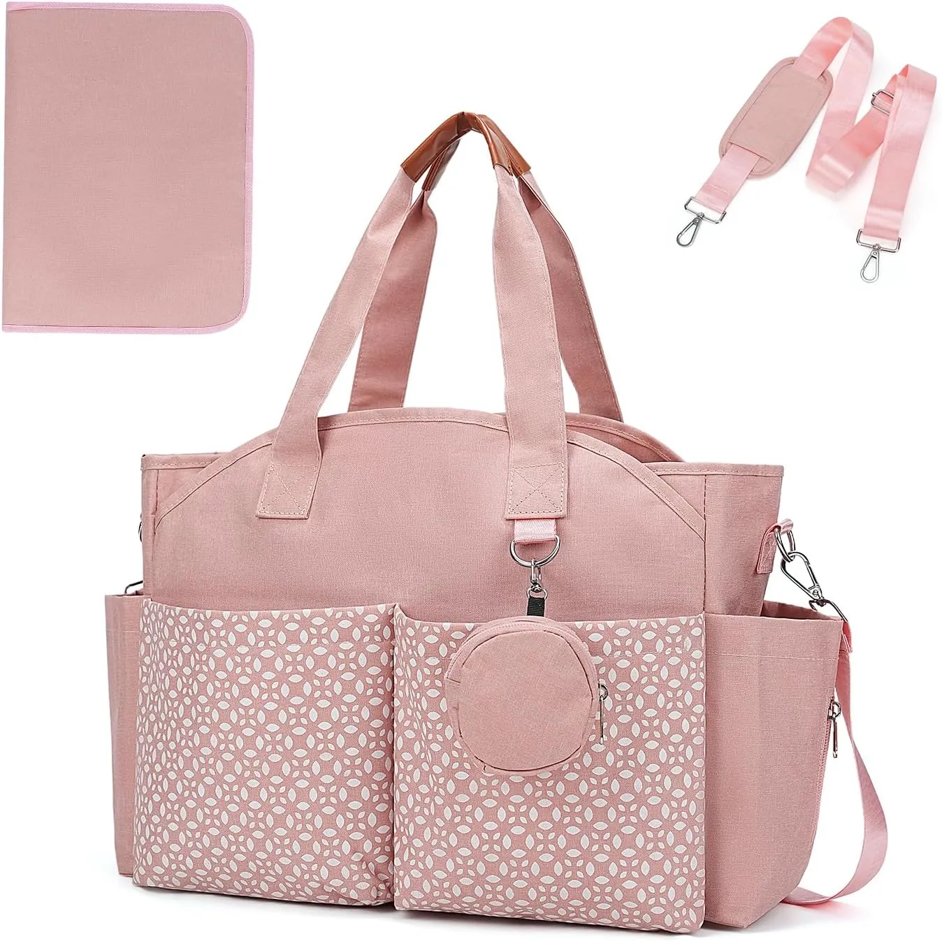 Diaper Bag Tote, Large Diaper Bag with Pacifier Case Travel Diaper Tote for Mom with Changing Station Multifunction