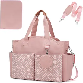 Diaper Bag Tote, Large Diaper Bag with Pacifier Case Travel Diaper Tote for Mom with Changing Station Multifunction