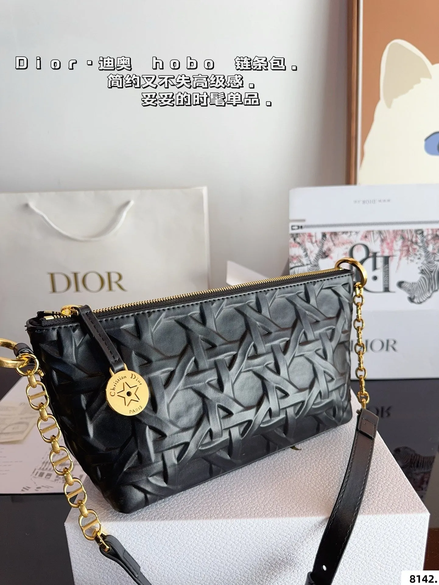 DR469 Diorstar Hobo Bag with Chain / 8.5x5.5x4nches