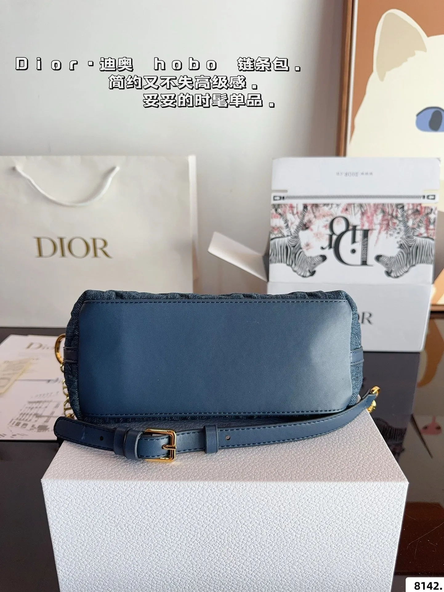 DR469 Diorstar Hobo Bag with Chain / 8.5x5.5x4nches