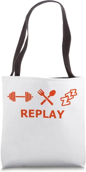 eating, sleep - Replay Tote Bag