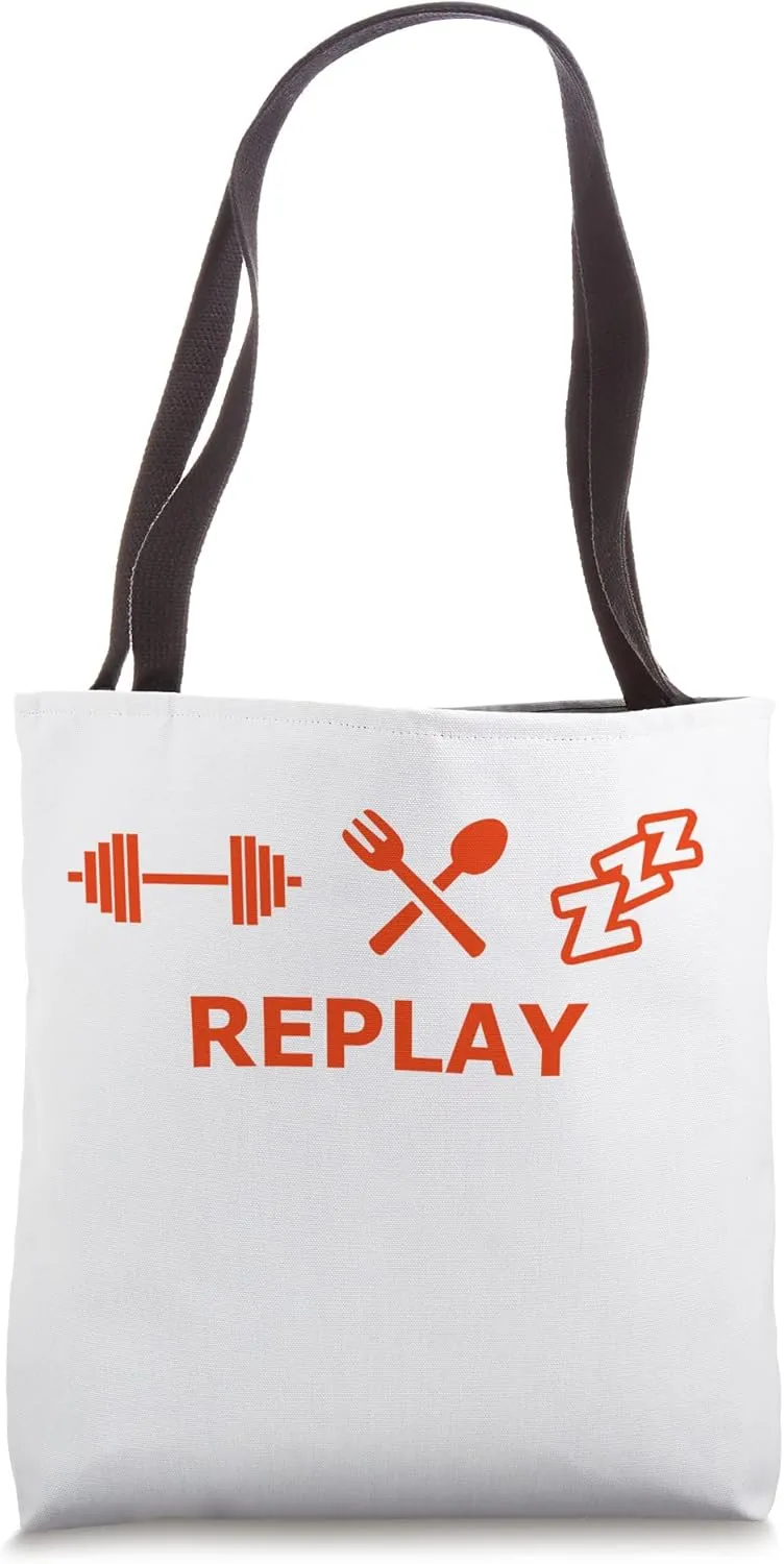 eating, sleep - Replay Tote Bag