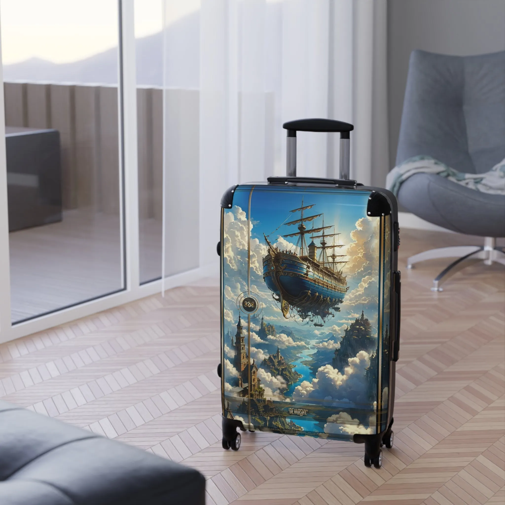 Fantasy Ship Suitcase Fairy Clouds Travel Luggage Carry-on Suitcase Premium Hard Shell Suitcase |  D20233