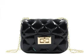 Fashion Candy Color Handbag Satchel Mini Pink Purse Jelly Shoulder Bag Crossbody Purse with Pearls Handle Chain Strap(Small)
