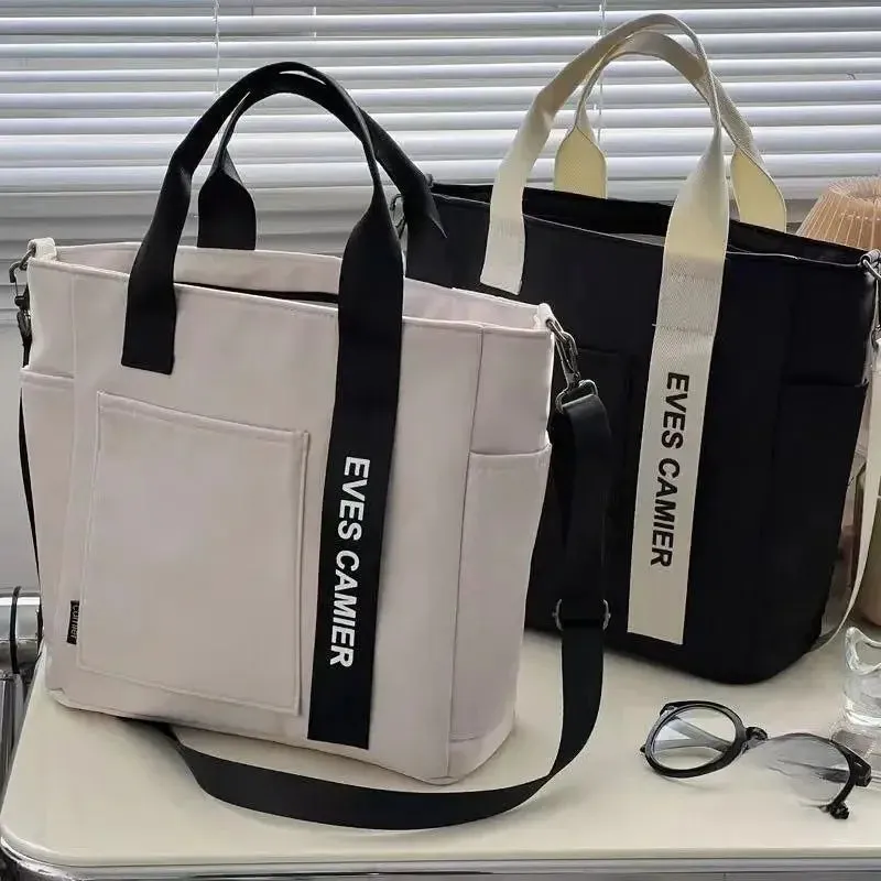Fashion Modern Nylon Waterproof Canvas Tote Shoulder Handbag for Women Large Capacity Messenger Bags