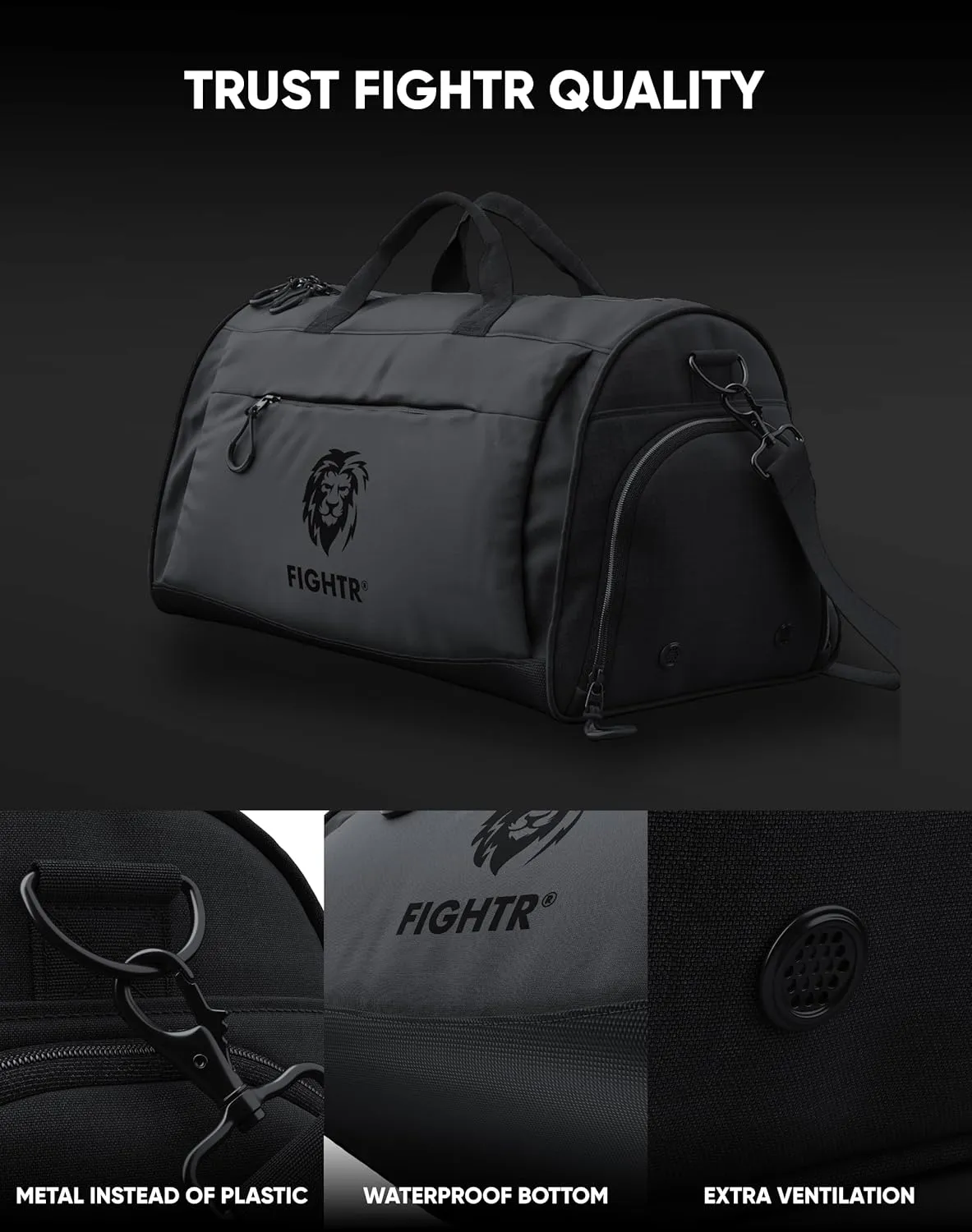 FIGHTR Sports bag & travel Duffel bag for men and women - with shoe compartment & wet compartment - bag for sports, fitness & travel