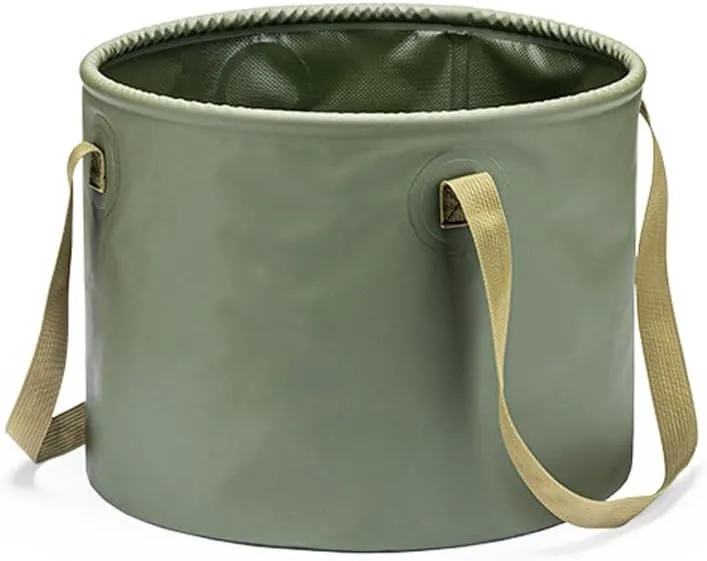 Foldable Bucket, Portable Water Storage Device, Outdoor Multifunctional, Military Green, 10L